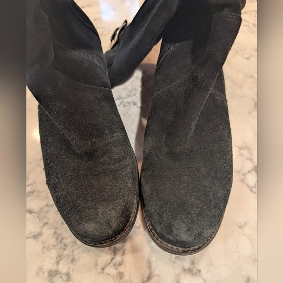 Vintage La CANADIENNE 🇨🇦 Black Waterproof Suede Knee High Stacked Heel Boots - Picture 4 of 9